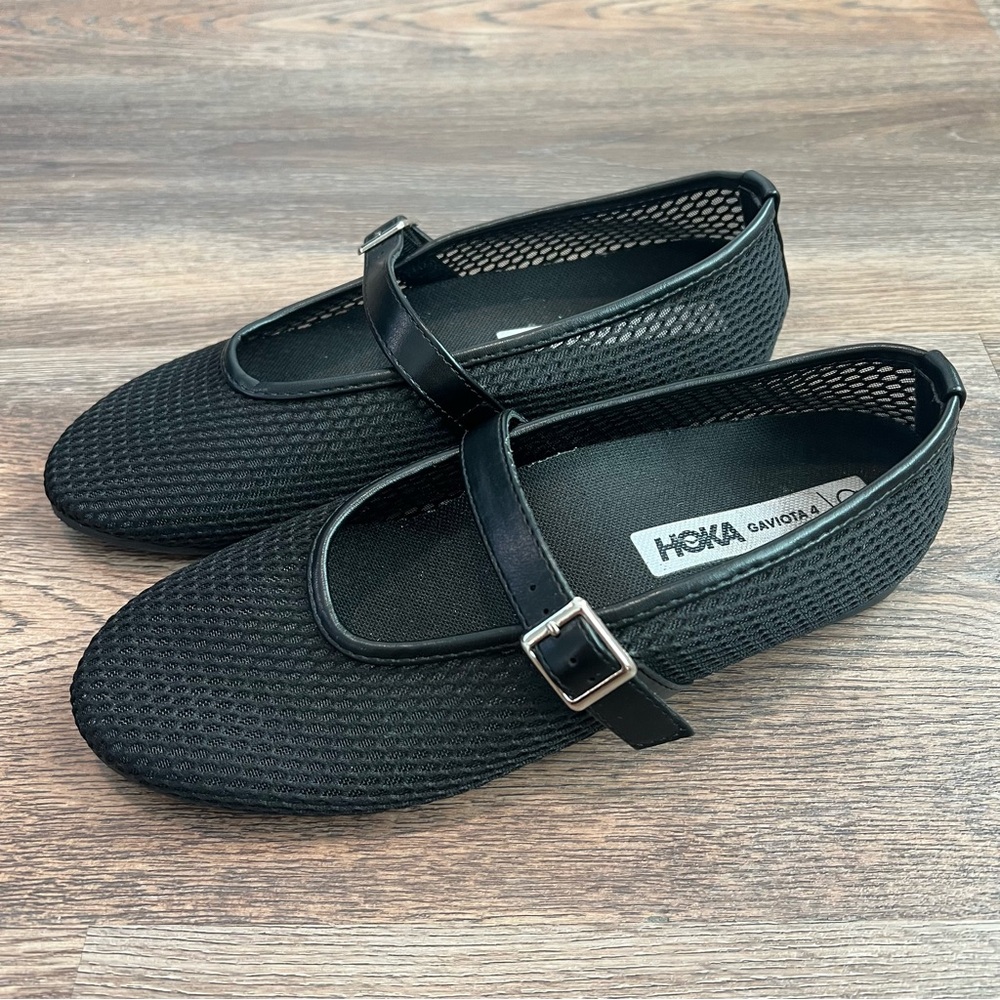 Top Moda Mary Jane Flats Size 7.5 Black Mesh Buckle Ballet Shoes Feminine Casual